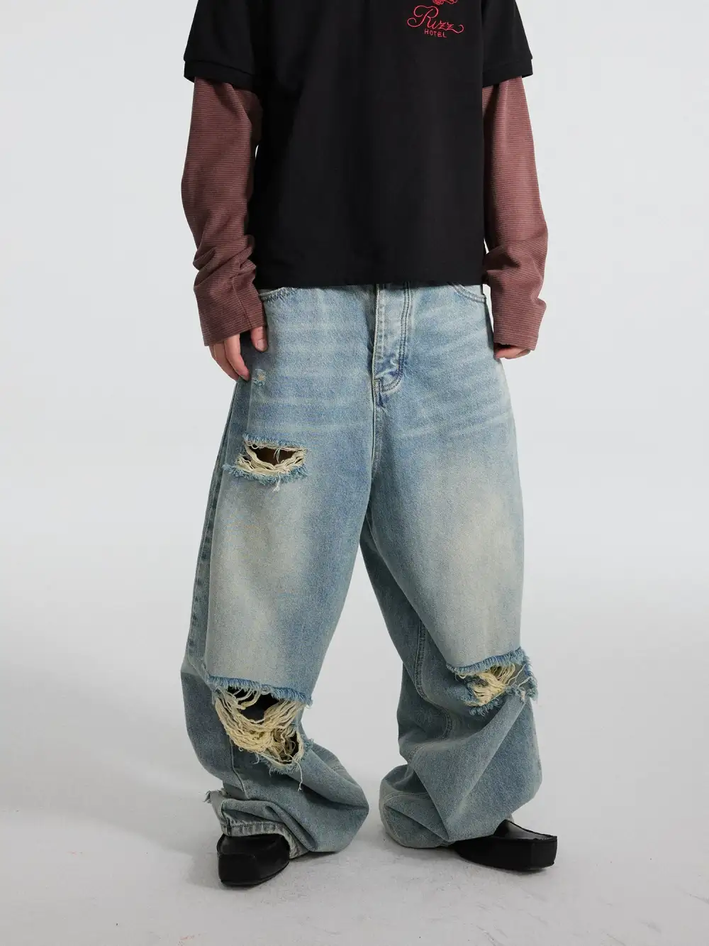 Balloon Light-Wash Whisker-Fade Jeans