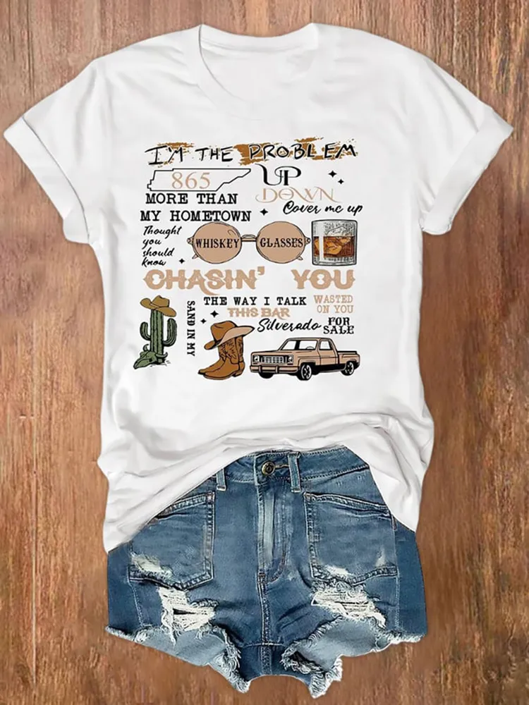Western Elements Round-Neck Short-Sleeved T-Shirts