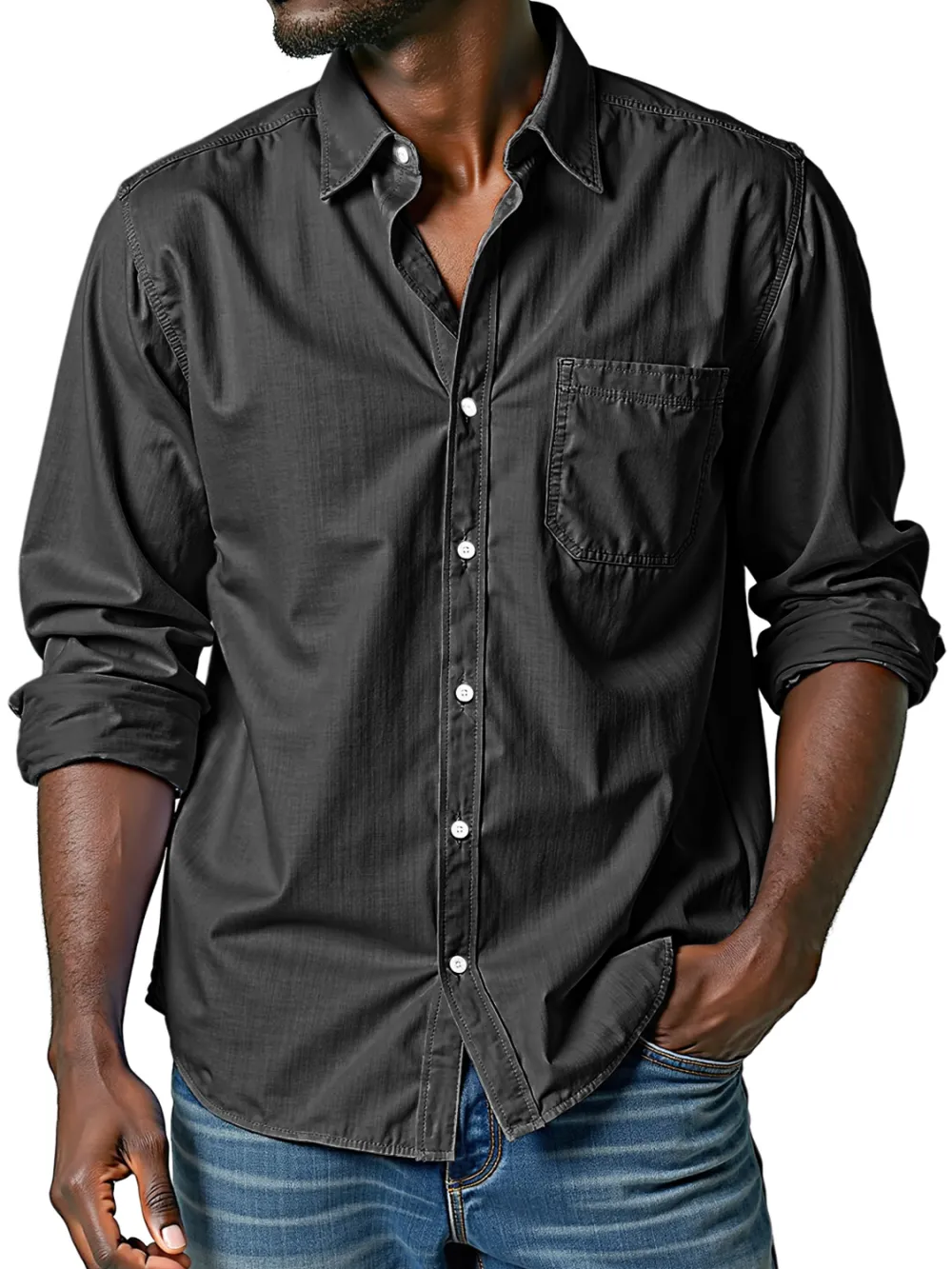 Long Sleeve Camp Collar Shirt