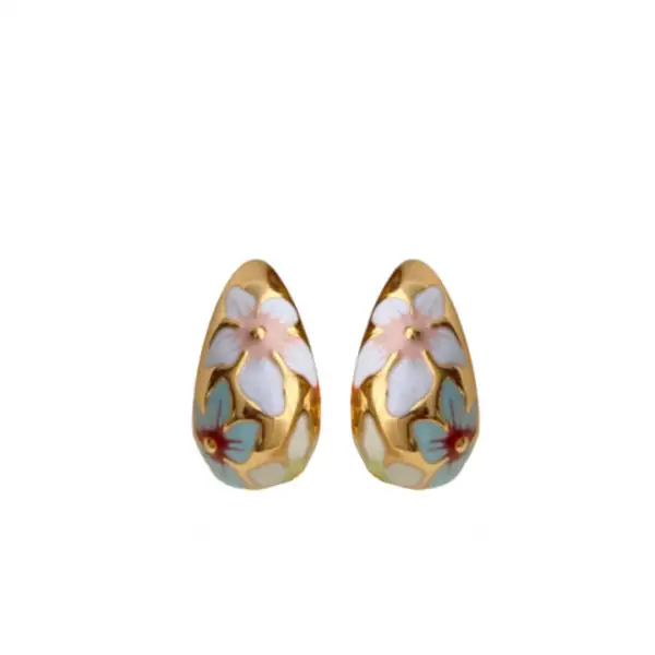Flower Teardrop Statement Earrings