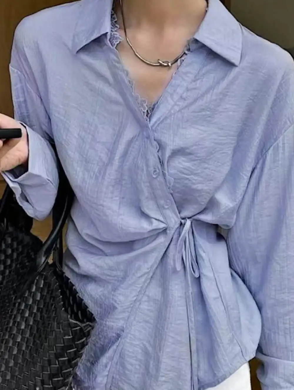 Tie Waist Long Sleeve Shirt