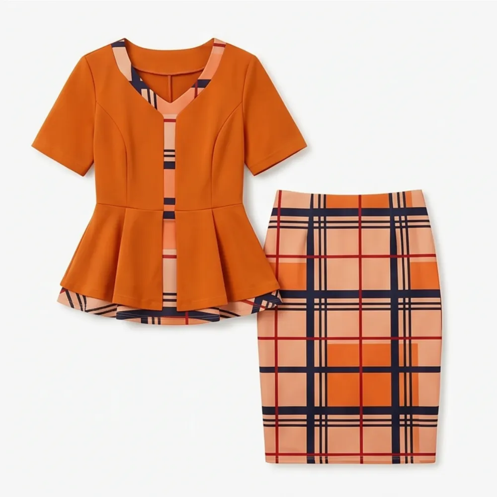 Contrast Peplum Pants Set