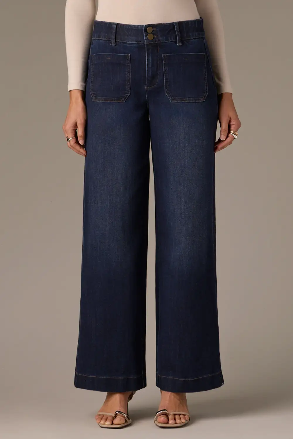 High Rise  Wide Leg Petite Jeans Side