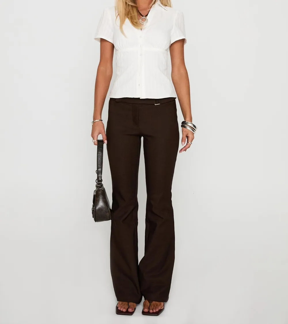 White Ruched Button-Up Blouse
