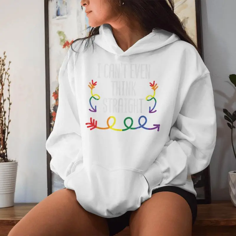Gay Pride I Cant Even Think Straight Lgbtq Ally Women Women Hoodie