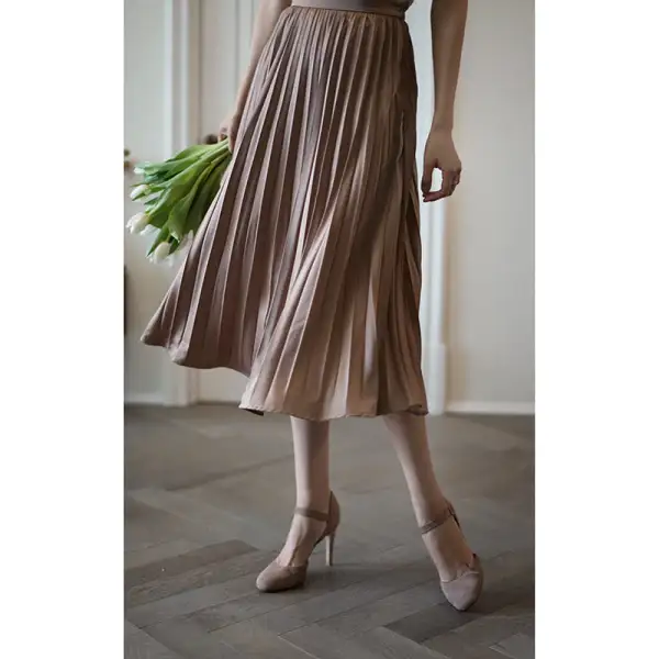 Relaxed Boutique Everyday Casual Pleated Skirt