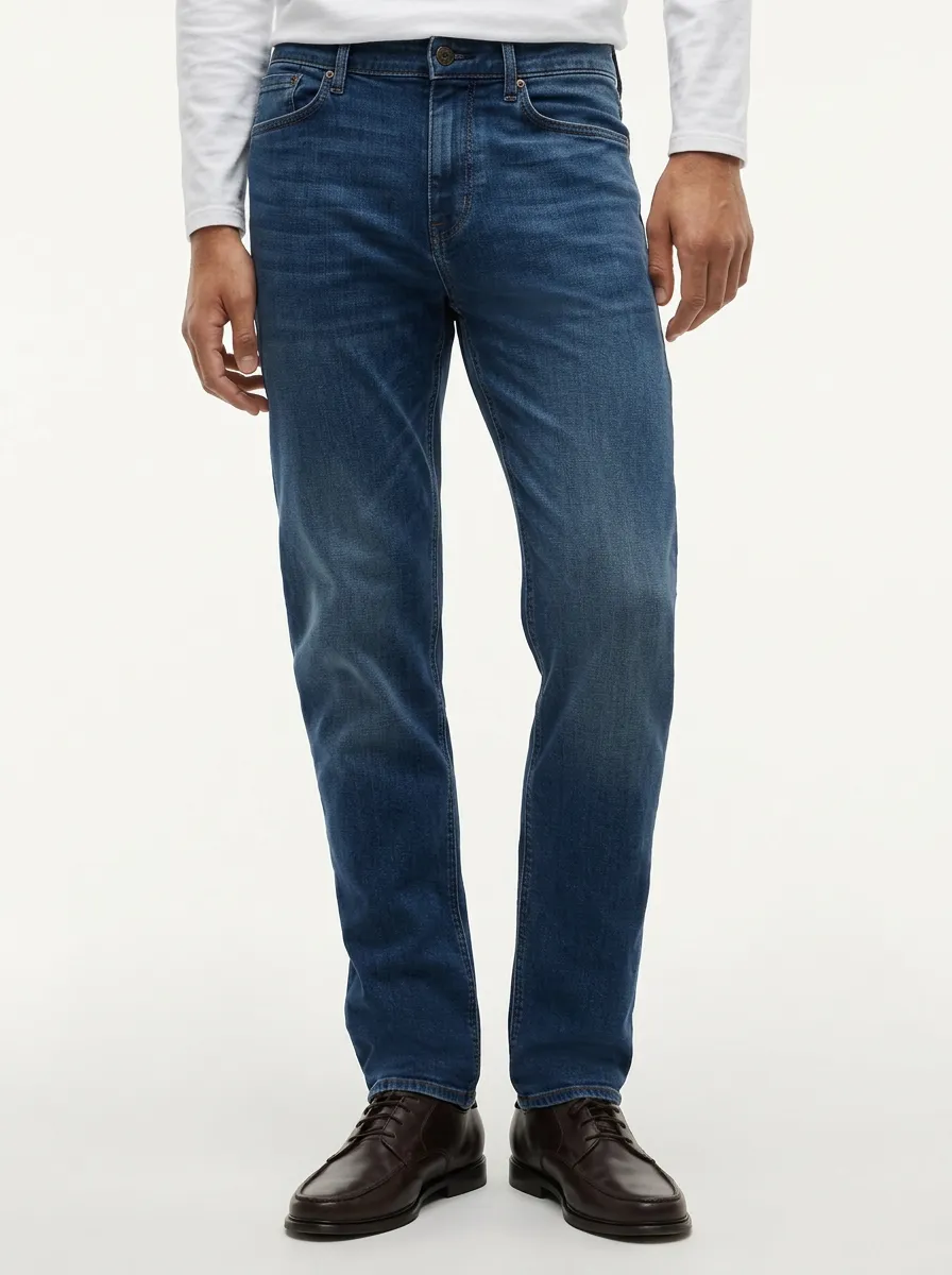 Clean-Lined Everyday Faded Jeans