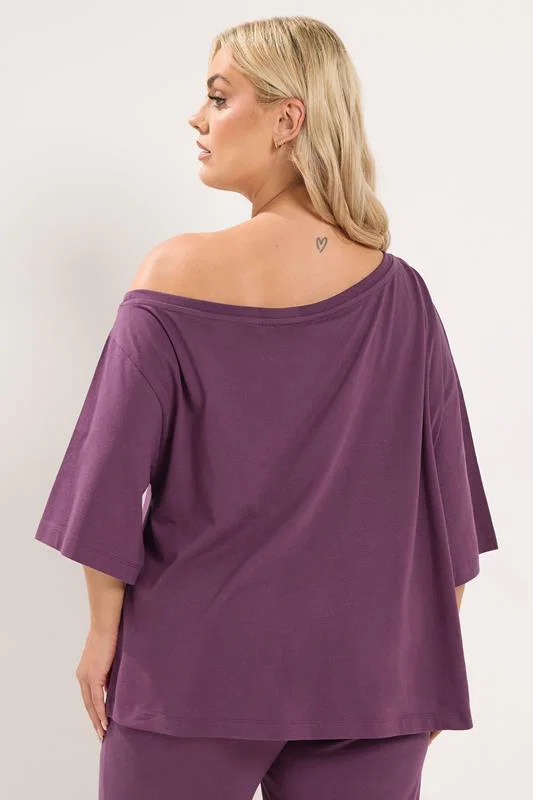 Purple Off Shoulder Tee detail 2