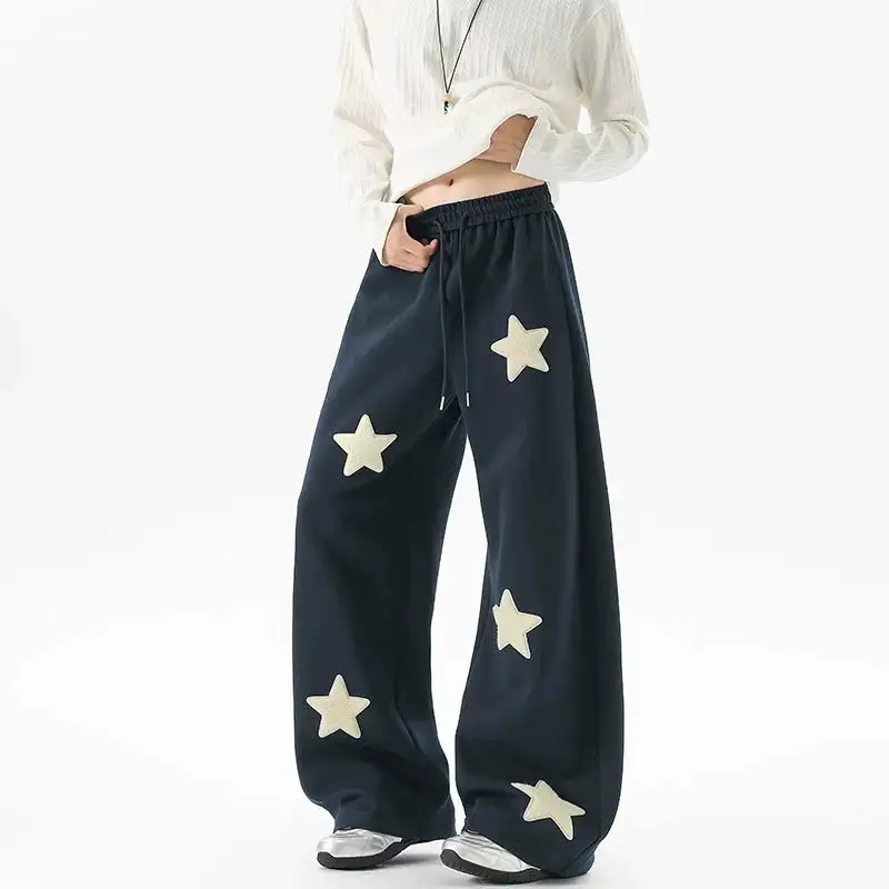 Star Print Wide Leg Casual Pants