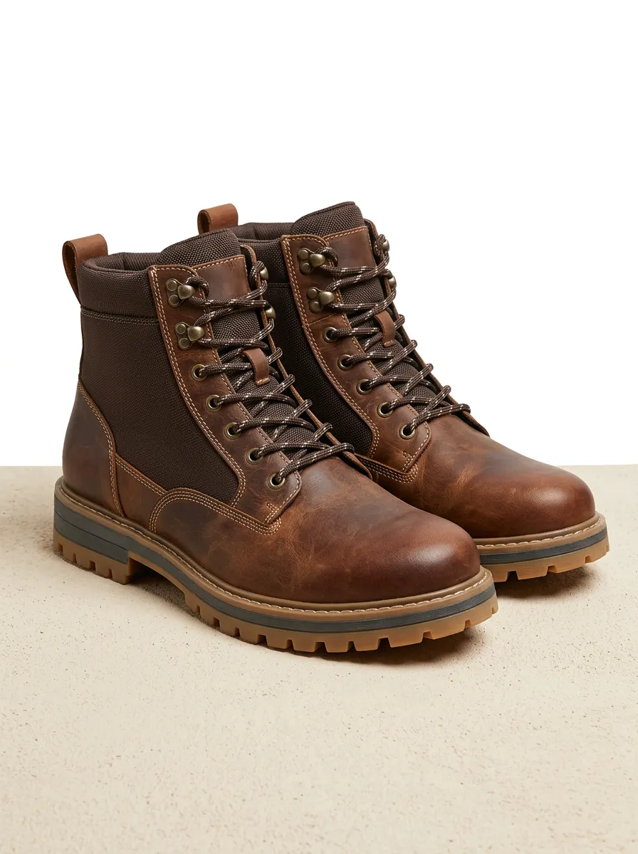 Men's Mixed-Media Speed-Hook Work Boots
