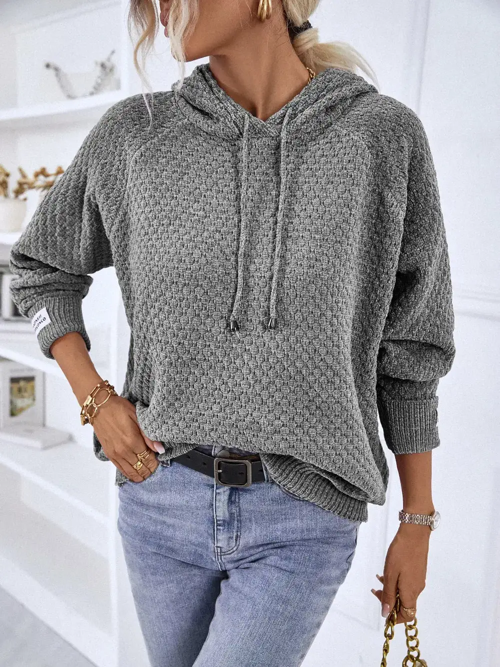 Essential Drawstring Long Sleeve Sweater
