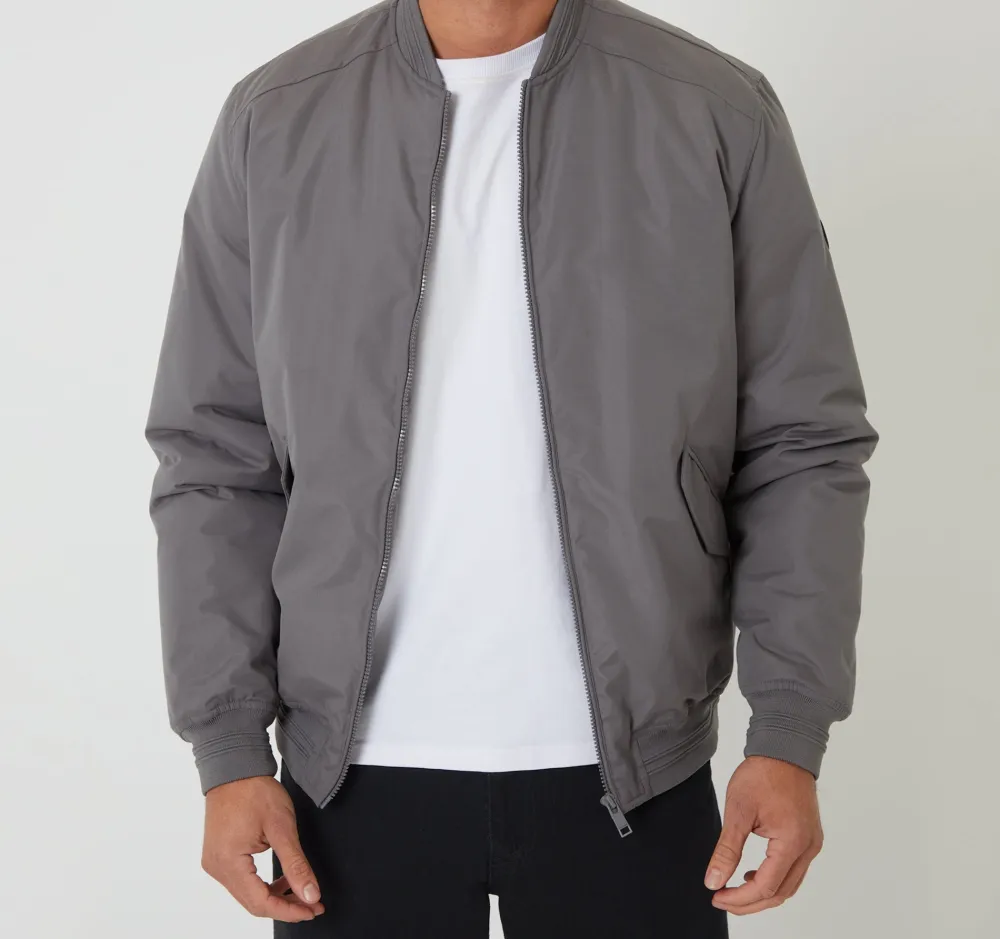Men's Slate Gray Padded Bomber Jacket