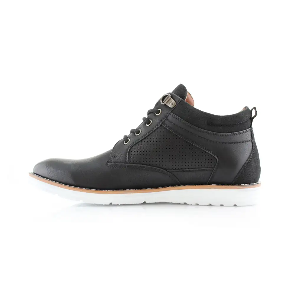Structured Faux-Suede Suede Faux-Leather Chukka Boots