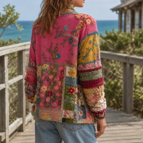 Patchwork Soft Knit Cardigan