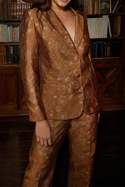 Bronze Floral Jacquard Blazer Set