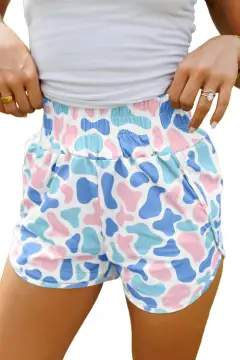 Camo-Print Camouflage Print Shirred High Waist Athleisure Shorts