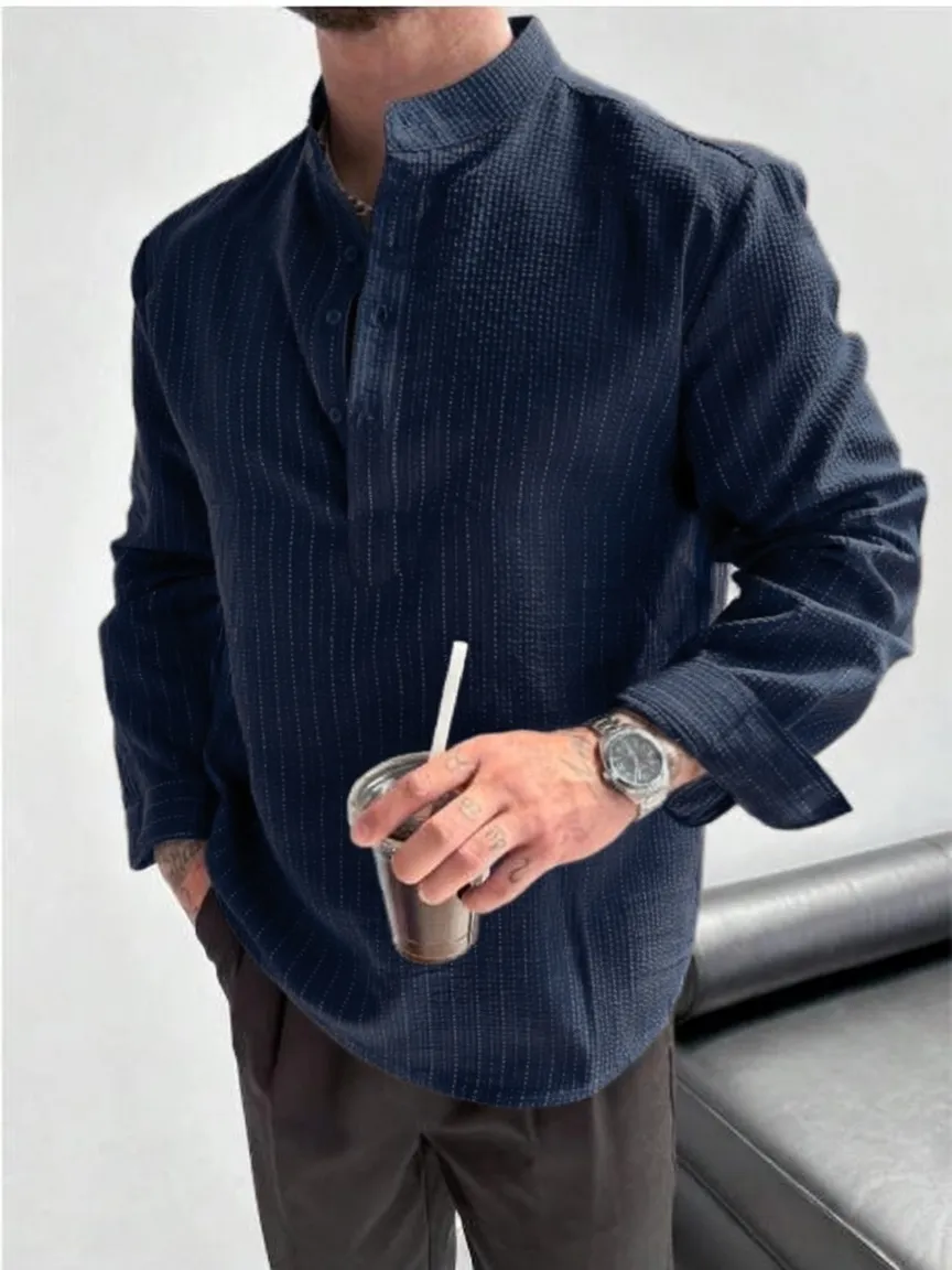 2026 New Men's Striped Long-Sleeve Shirt