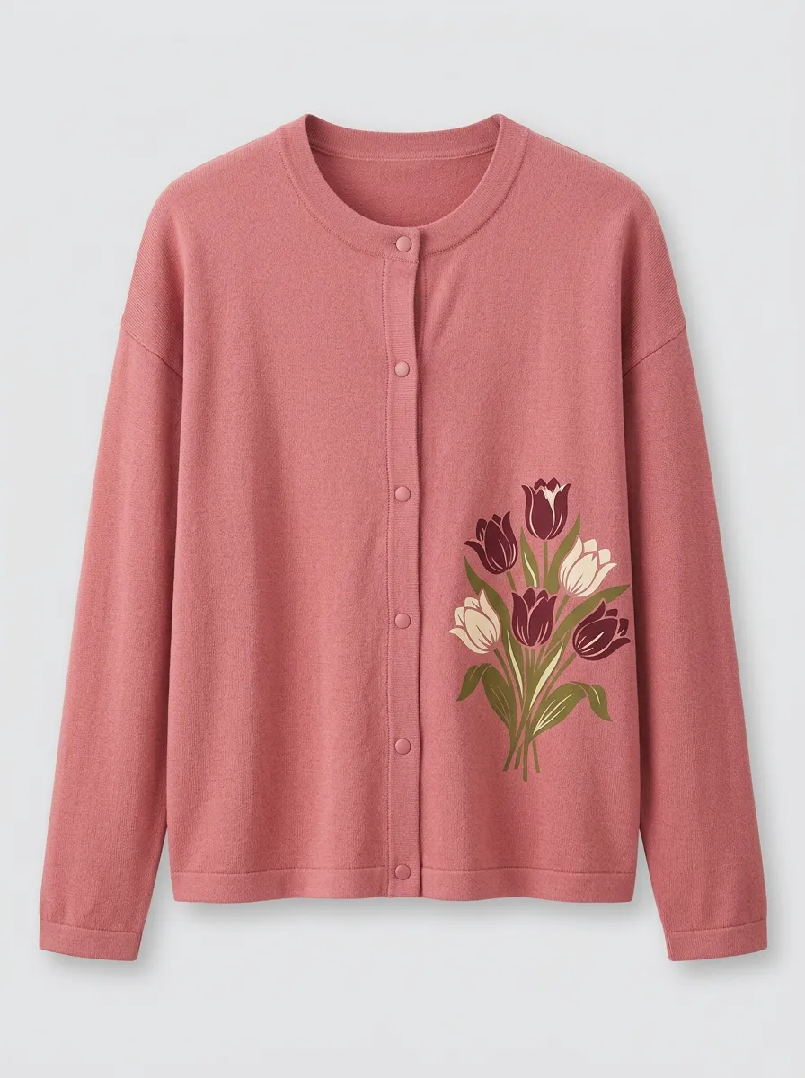 Women's Crewneck Graphic Cardigan