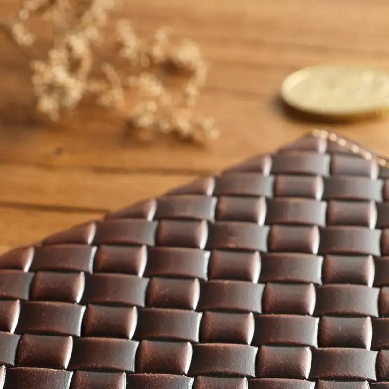 Men's Woven Leather Bifold Wallet