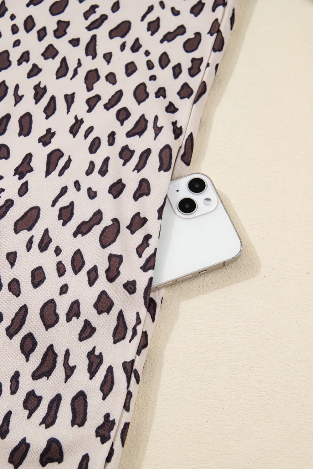 Textured Detail Animal Print Patchwork Zip Front Mini Dress