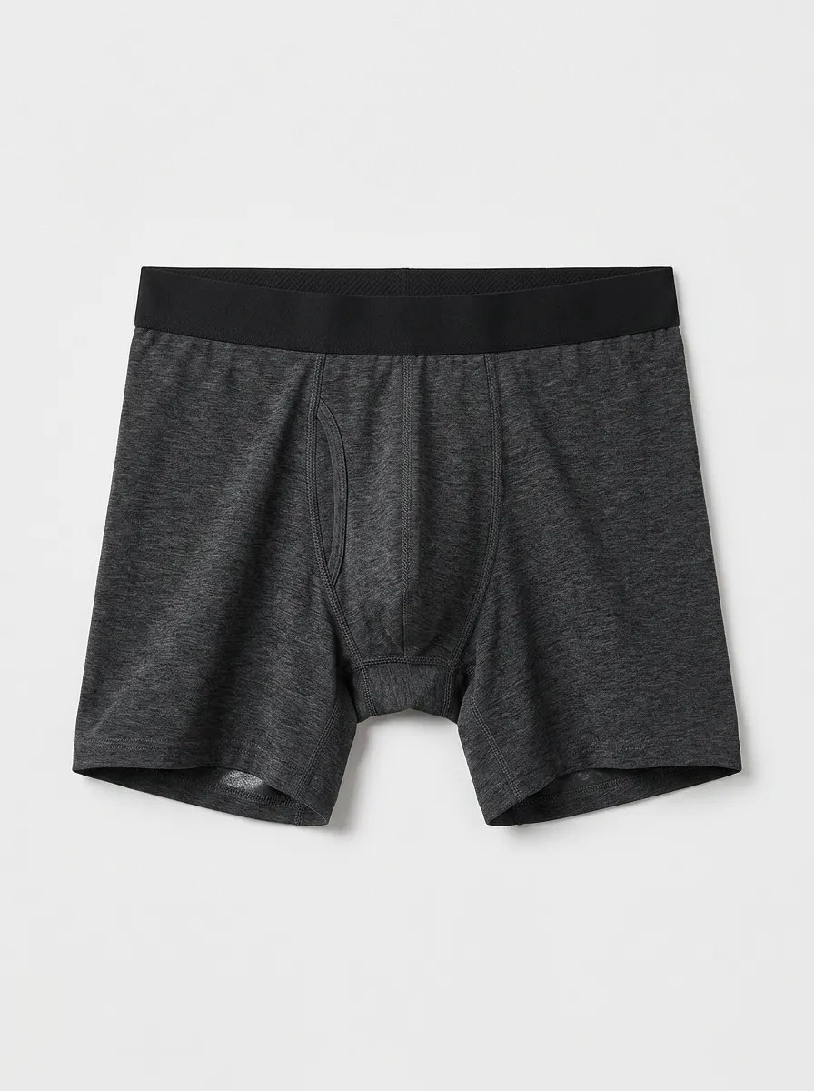 Men's Charcoal Heather Solid Color Printed Boxer Briefs