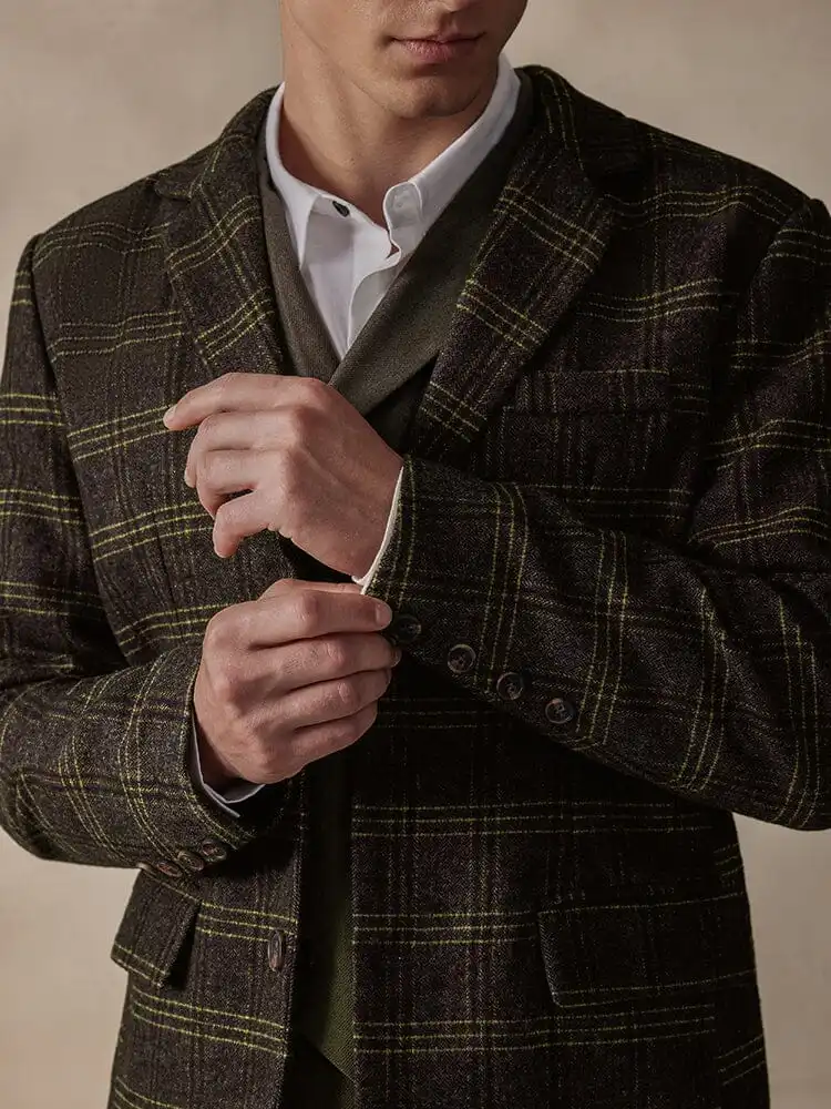 Wool Blend Linen Blend Blazer Jacket