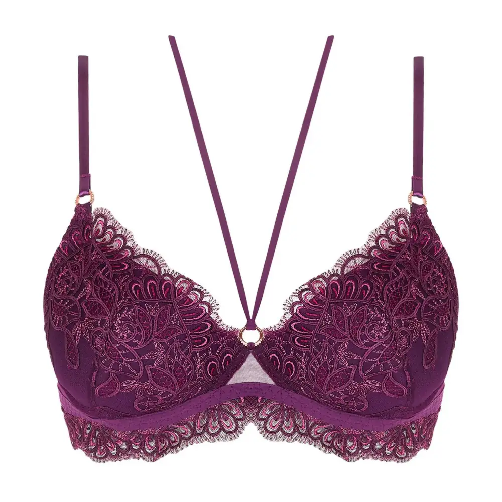 Women's Underwire Spacer Molded Padded Adjustable Straps Embroidery Microfiber Sheer Detail Bra