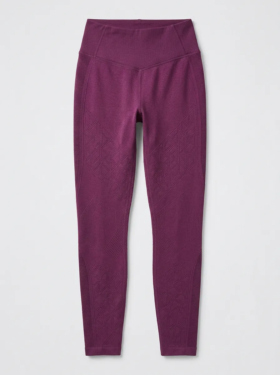 Women's Fitness Gym Purple Geometric Textured Printed Leggings