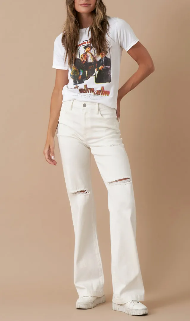 High Rise Straight Distressed Jeans