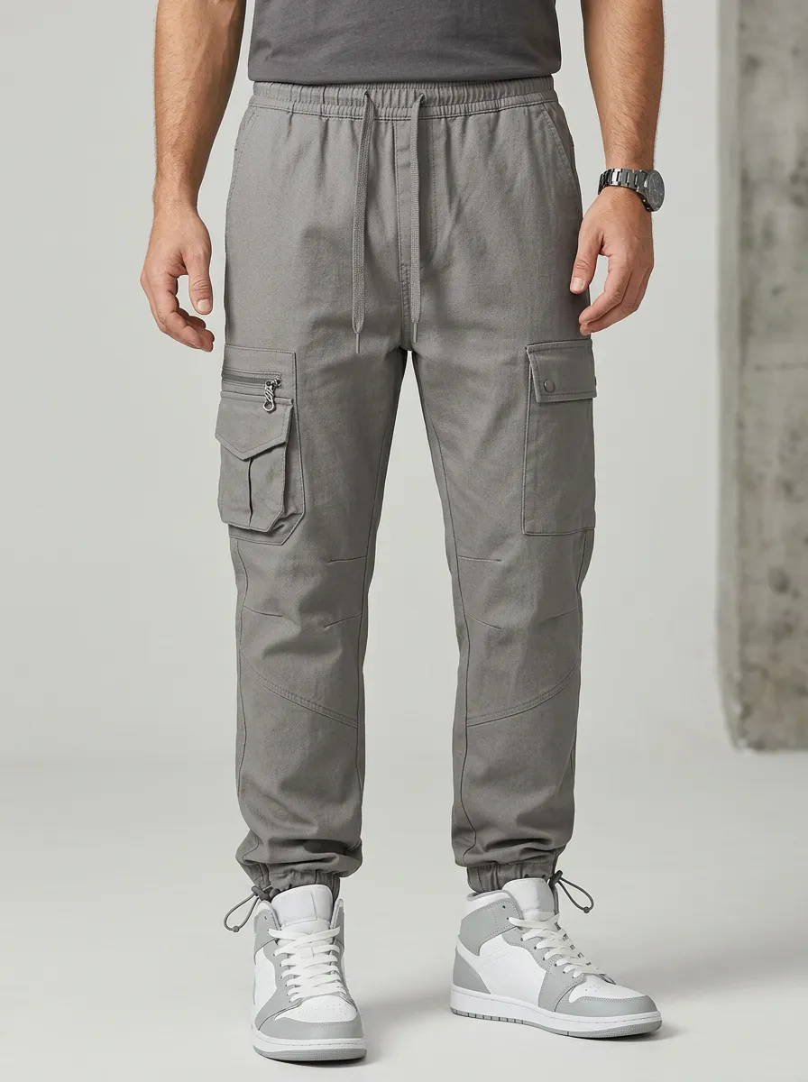 Easy-Wear Multi Pocket Graphic Print Modern Look Men's Cargo Jogger Pants