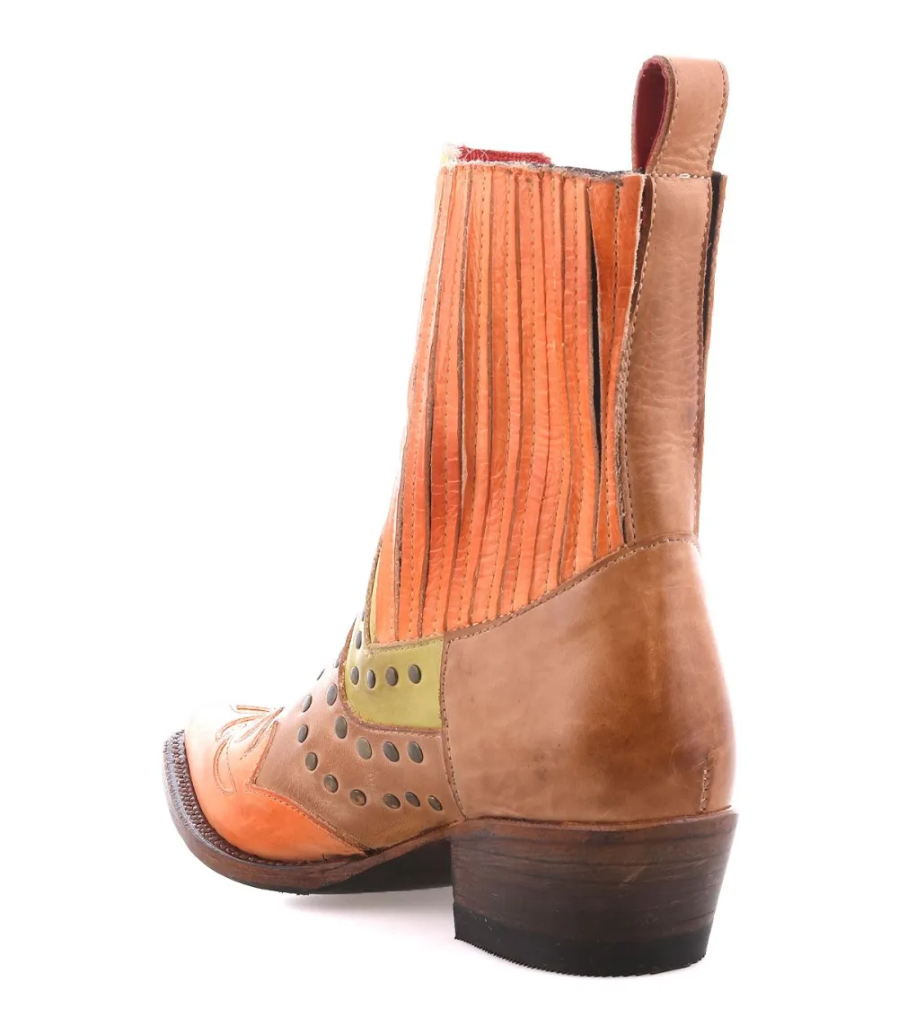 Studded Color-Block Western Boots