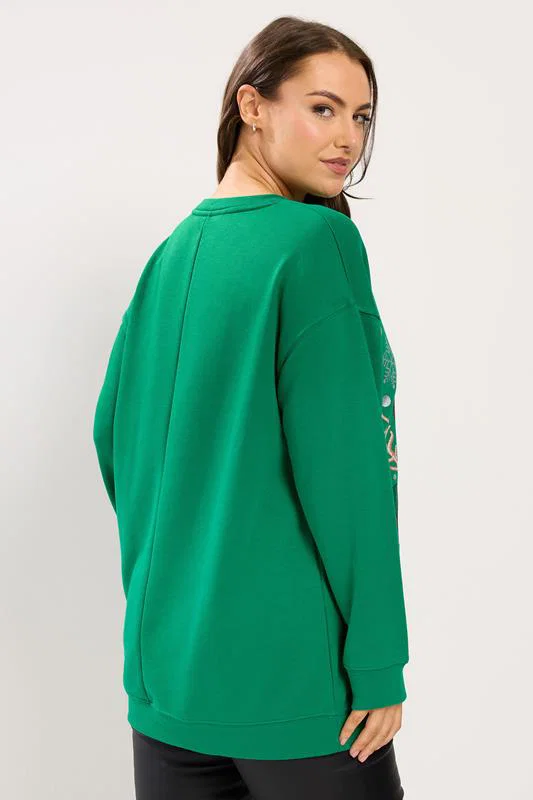 Green Glitter Snowman Christmas Novelty Sweatshirt detail 2