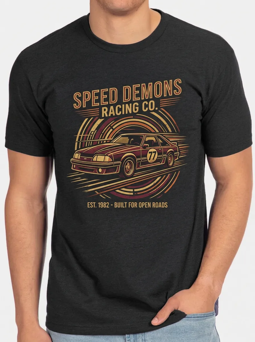 Men's Vintage Racing Car Speed Demons Printed T-shirt