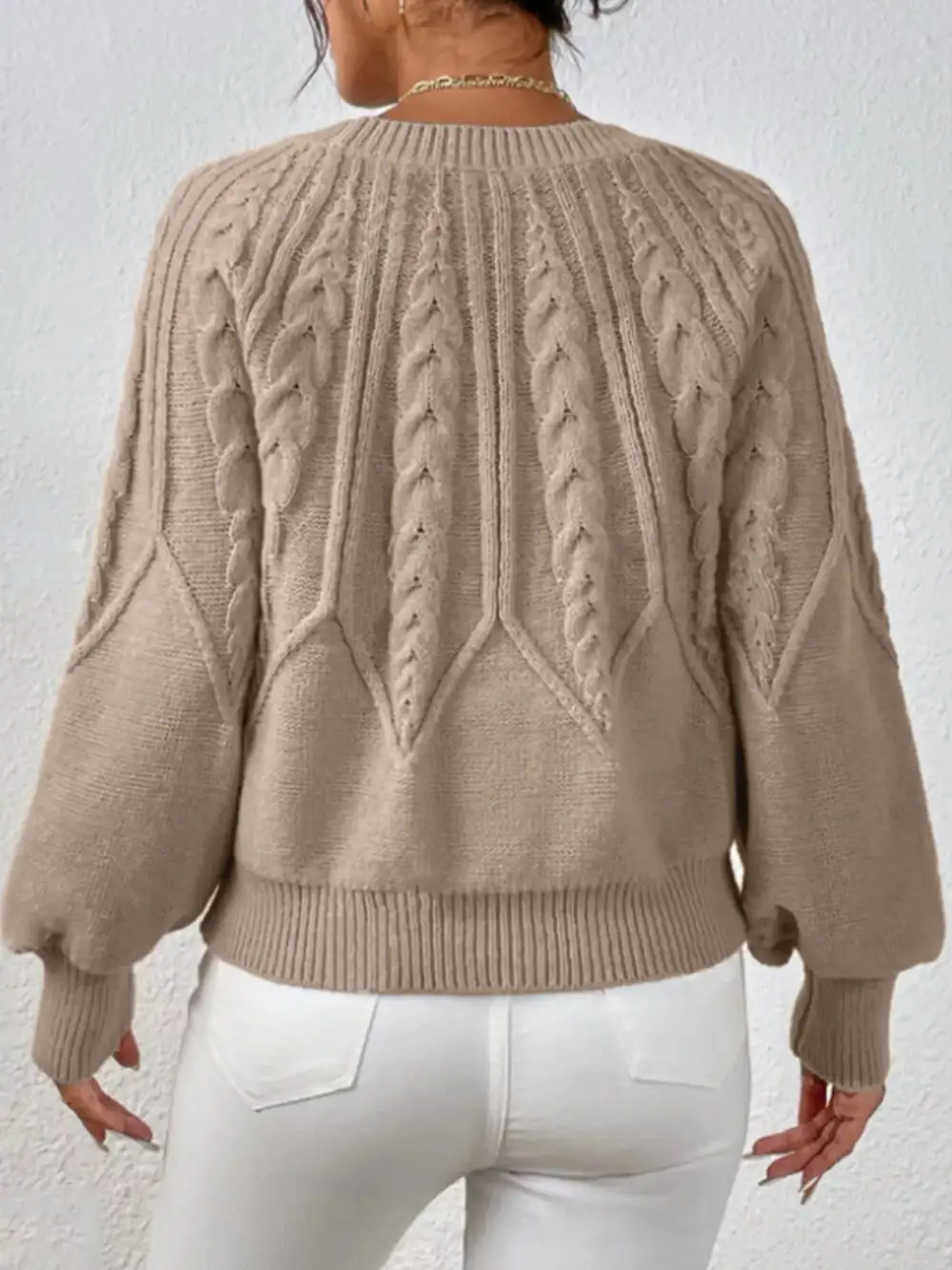 Essential Long Sleeve Cable Knit Sweater