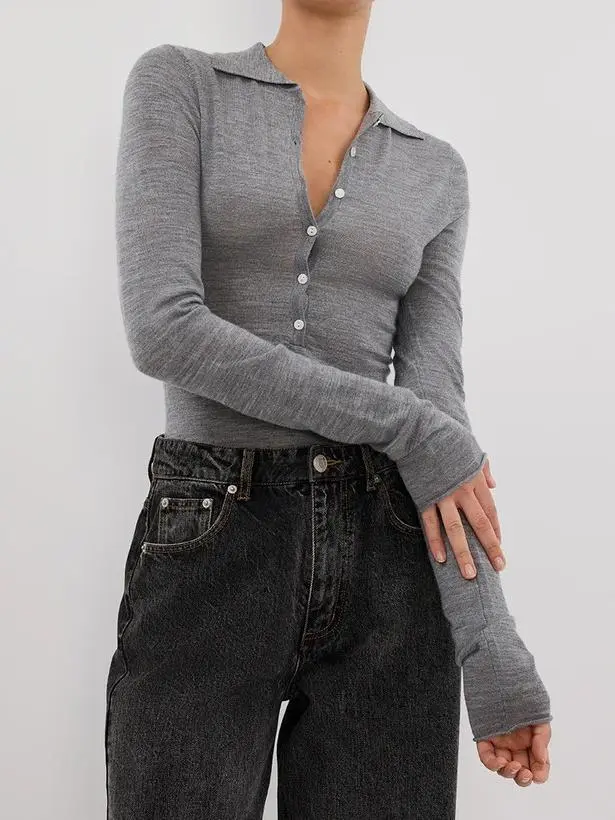 SILVER MARLE POLO TOP
