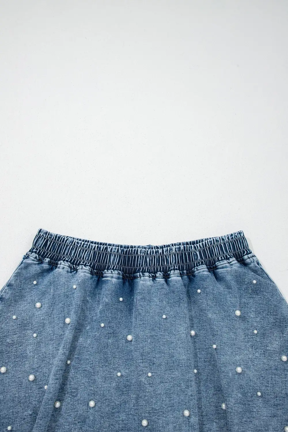 Elastic Waist Denim Shorts