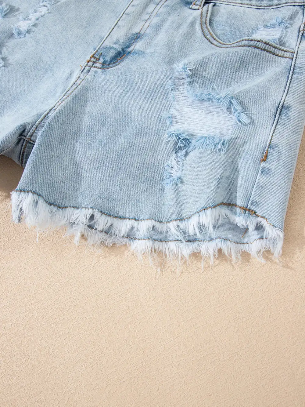 High Rise Raw Hem Shorts