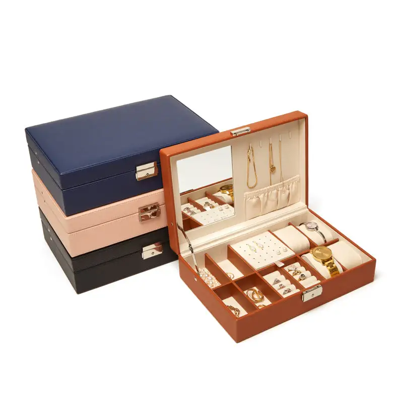 Mirror Lid Hinged Jewelry Storage Box