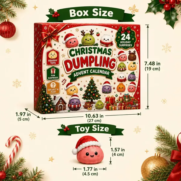 🎅 24 Days of Mini Squishies – Cute 2026 Advent Calendar with Daily Dumpling Surprises