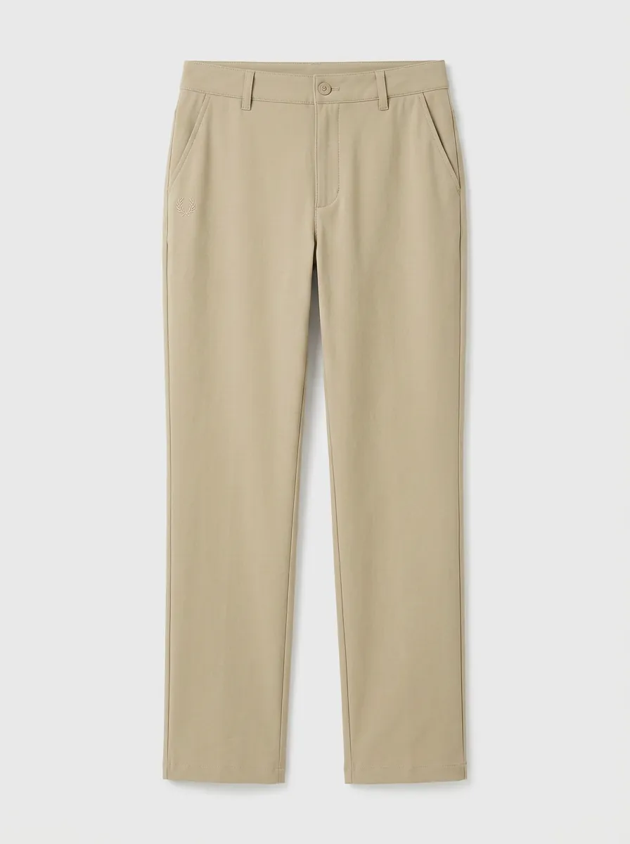 Women's Laurel Wreath Embroidered Mid-Rise High-Stretch Straight-Leg Pants