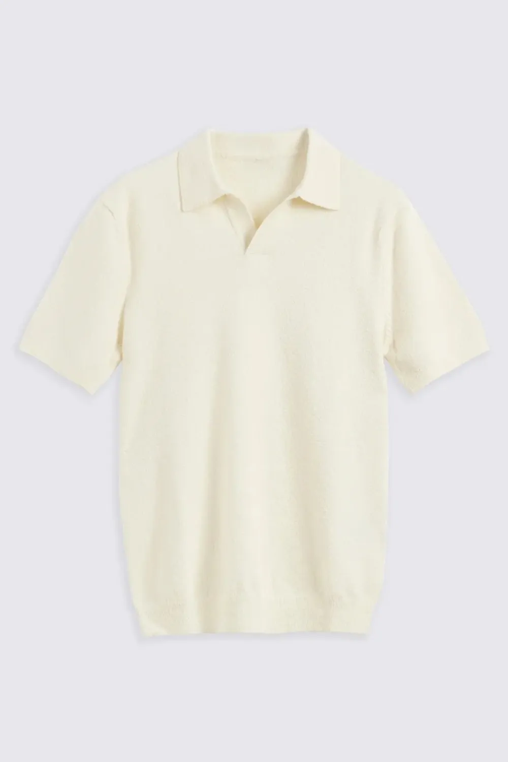 Men's White Cotton Loop-Knit Polo Shirt