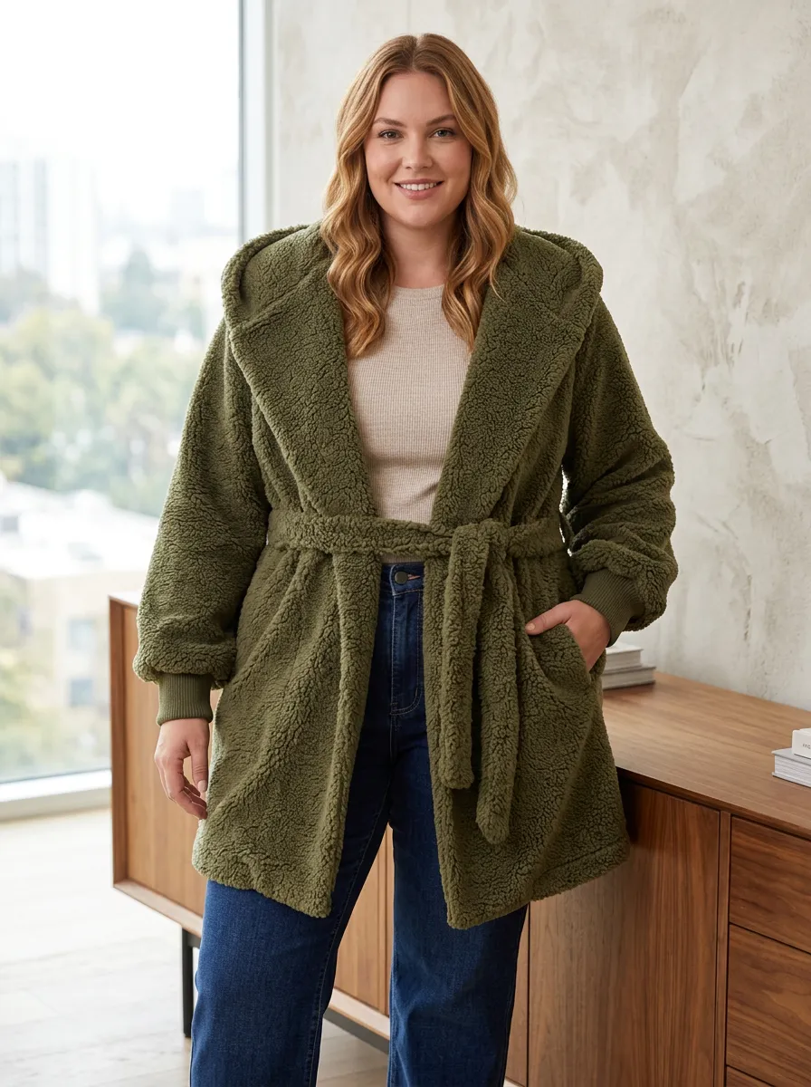 Casual Teddy Fleece Hooded Cardigan