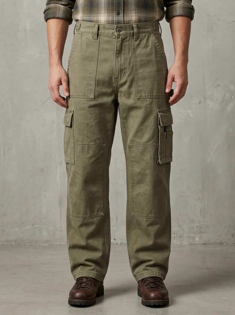 Men's Relaxed Canvas Outdoor Pocket Cargo Pants
