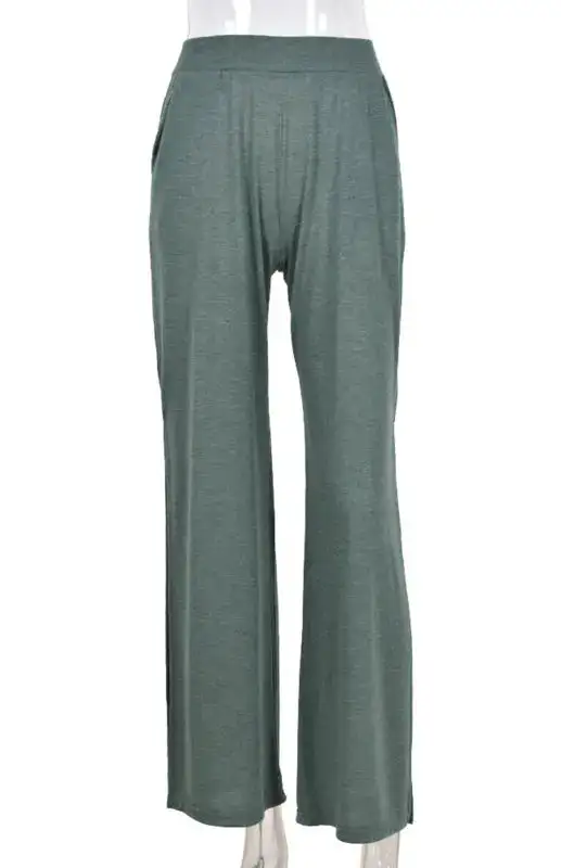 Knit Trousers Tied Open Slits Pants