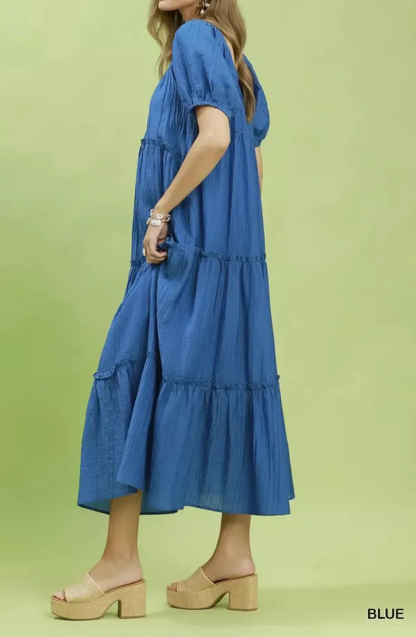 Textured Tiered Midi Dress