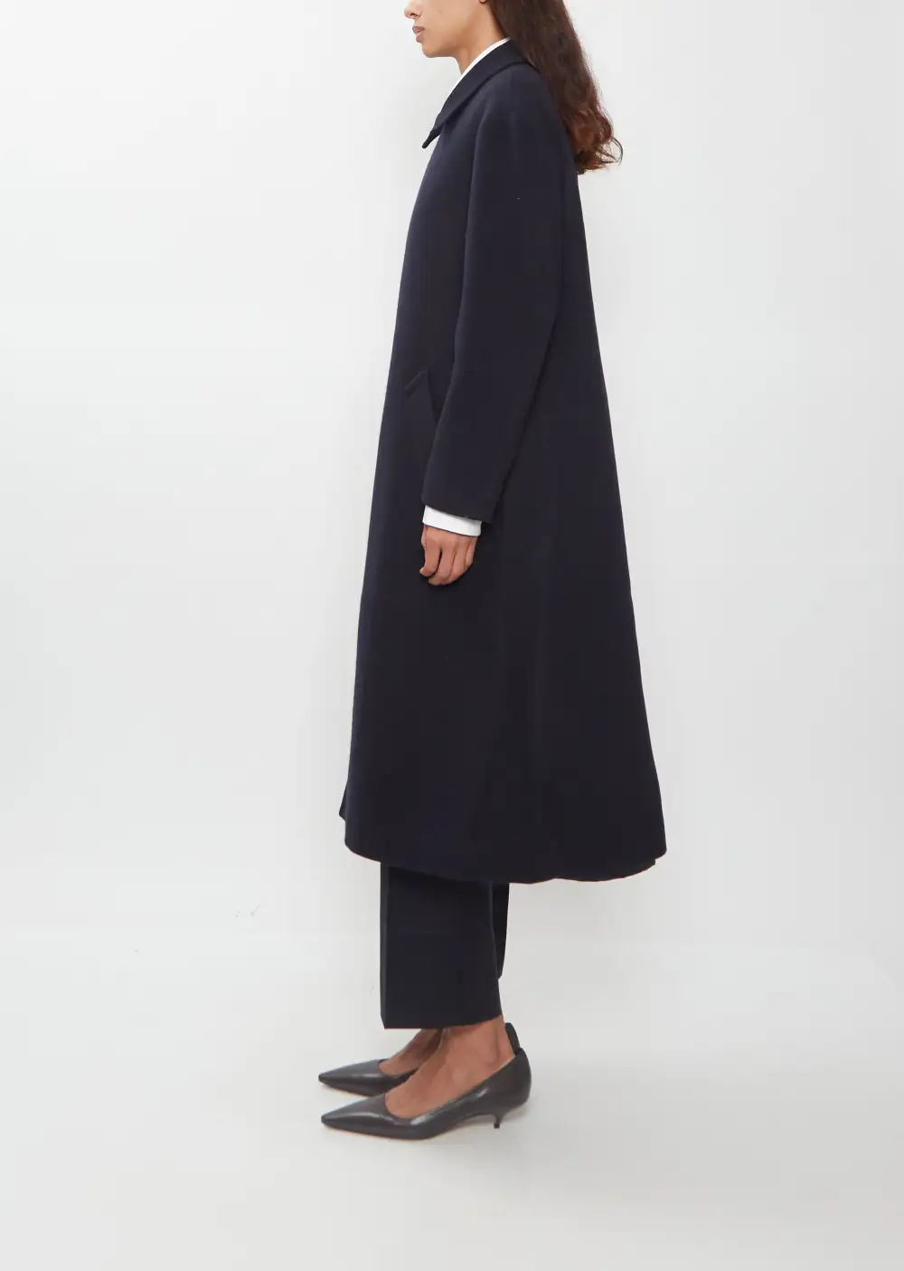Women's Wool Flannel Double Breasted Longline Coat