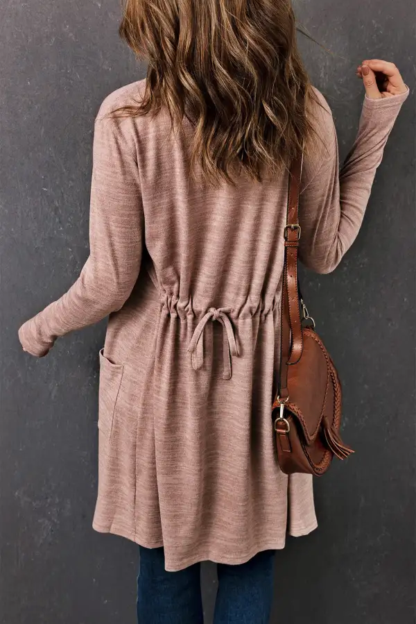 Tunic Back Open Front Pocketed Cardigan