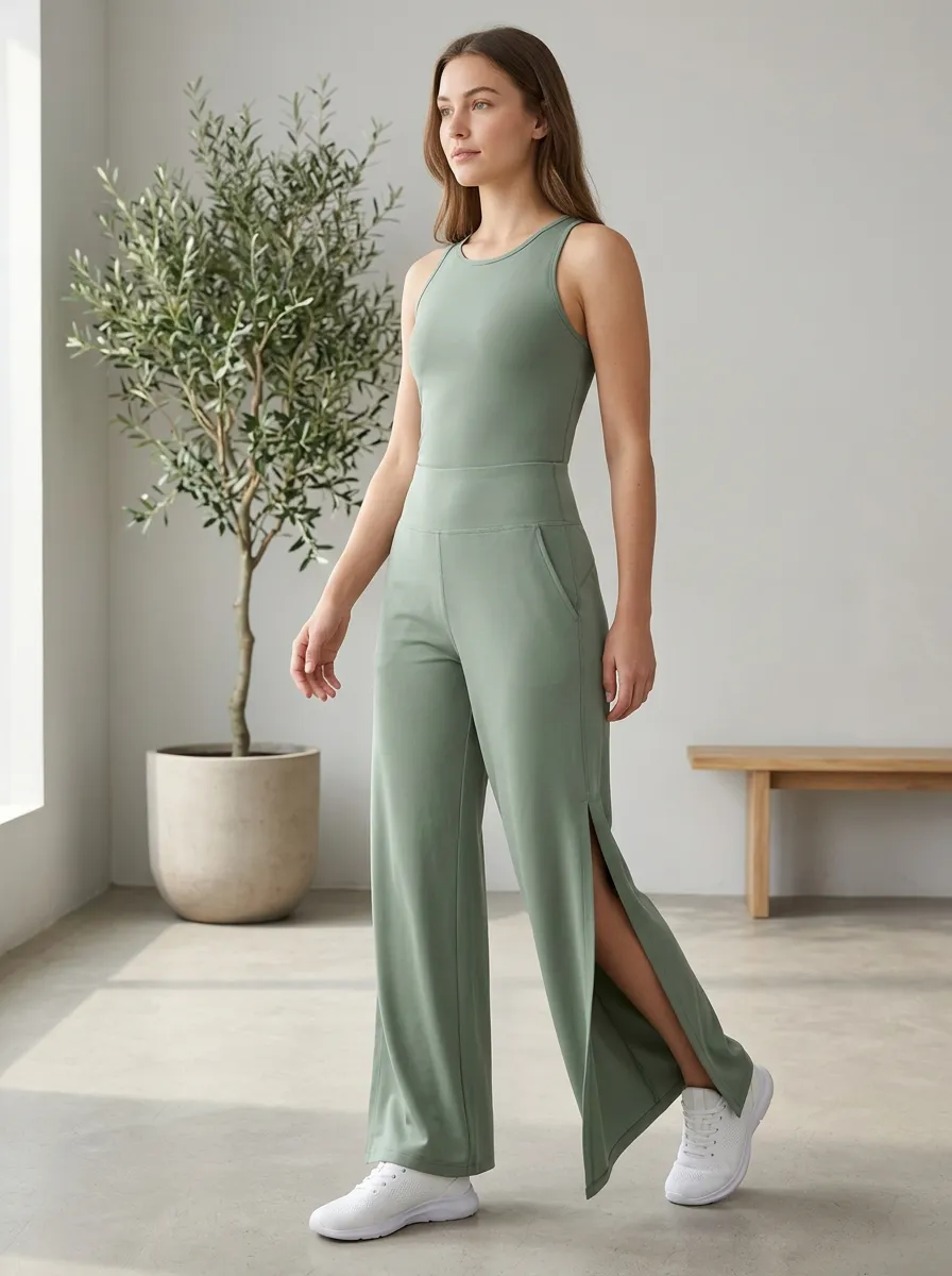 Flexible Fit Women's Wide Leg Split Hem Active Pants