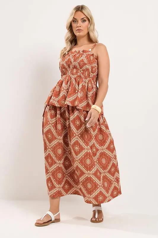 Rust Orange Abstract Skirt