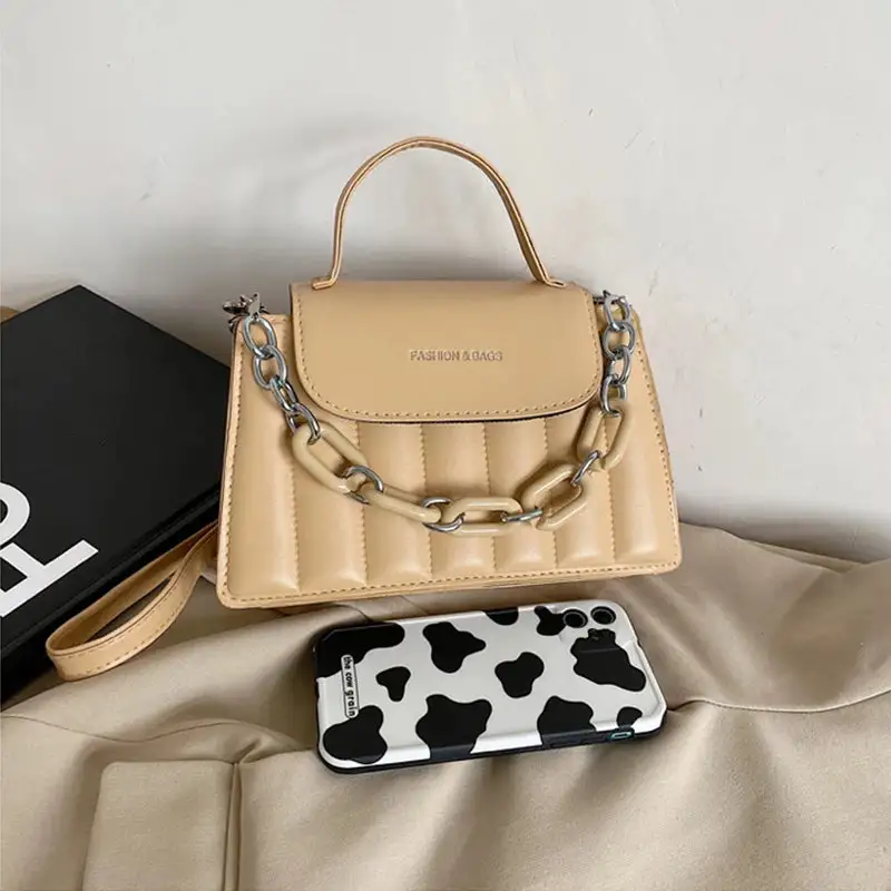 Edgy Quilted Black Chain Crossbody Bag